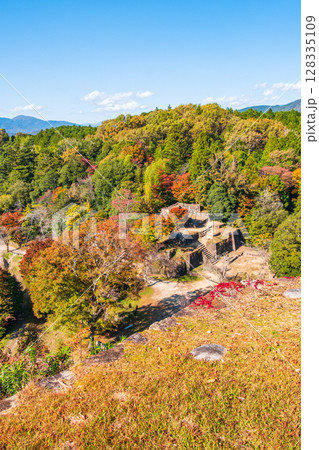苗木城跡(秋):天守展望台から三の丸・大矢倉の眺め 苗木城跡(秋):天守展望台から三の丸・大矢倉の眺め 128335109