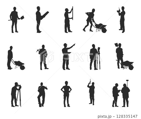 Construction worker silhouettes, Worker silhouettes Construction worker silhouettes, Worker silhouettes 128335147