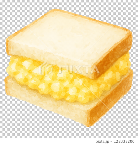 Scrambled egg sandwich watercolor illustration 128335200