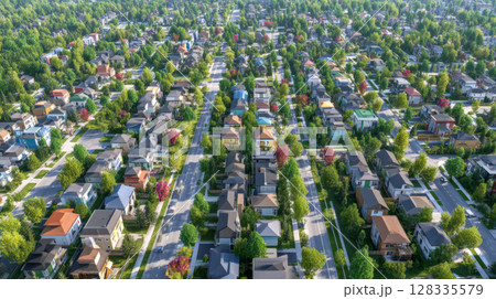 緑に囲まれた住宅街 128335579
