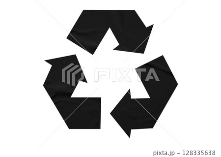 Black recycle symbol paper isolated on transparent background Black recycle symbol paper isolated on transparent background 128335638