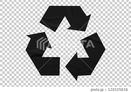 Black recycle symbol paper isolated on transparent background Black recycle symbol paper isolated on transparent background 128335638