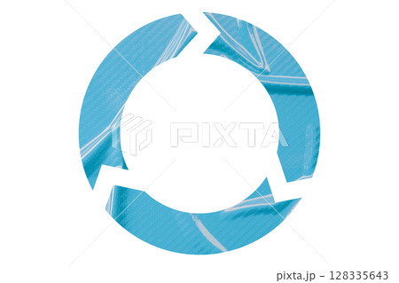 Light blue recycle symbol paper isolated on transparent background 128335643