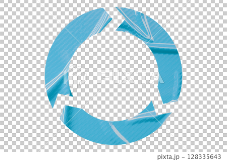Light blue recycle symbol paper isolated on transparent background 128335643