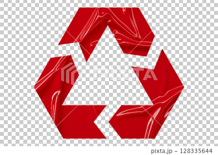 Red recycle symbol paper isolated on transparent background 128335644