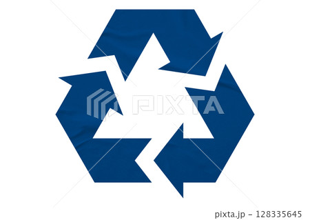 Blue recycle symbol paper isolated on transparent background 128335645