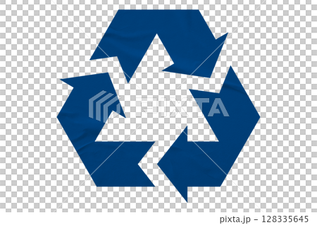 Blue recycle symbol paper isolated on transparent background 128335645