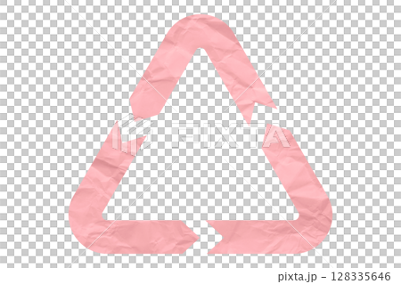 Pink recycle symbol paper isolated on transparent background Pink recycle symbol paper isolated on transparent background 128335646
