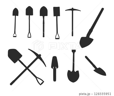 Shovels vector silhouettes, Spade silhouettes 128335951