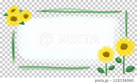 夏季可愛向日葵裝飾框架插圖 128336060