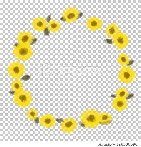 夏季可愛向日葵裝飾框架插圖 128336090