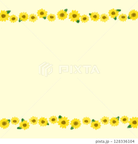 夏カワイイ・ひまわりの装飾フレーム素材イラスト 128336104