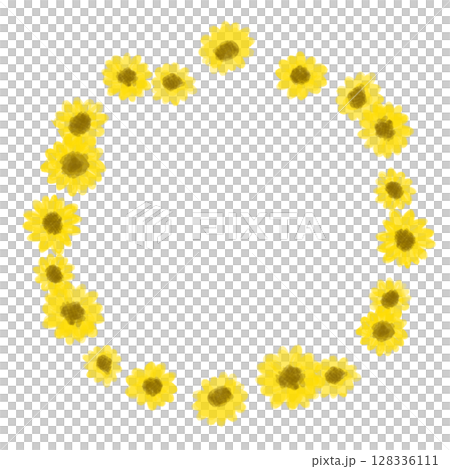 夏季可愛向日葵裝飾框架插圖 夏季可愛向日葵裝飾框架插圖 128336111