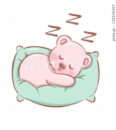 bear, baby bear clipart ,cute cartoon animal sleeping and hugging heart in soft pastel style 128336207