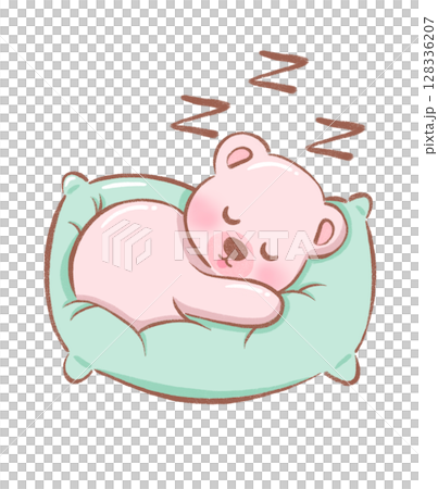 bear, baby bear clipart ,cute cartoon animal sleeping and hugging heart in soft pastel style 128336207