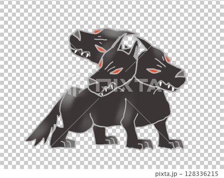 Illustration of Cerberus, the guard dog of the underworld 128336215