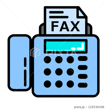 書類の送受信やFAXの送信をするファックスの機器イラスト 128336386