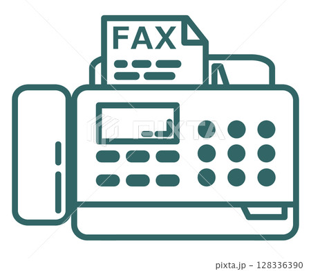 書類の送受信やFAXの送信をするファックスの機器イラスト 128336390