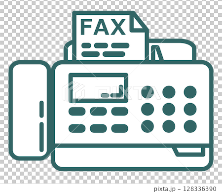書類の送受信やFAXの送信をするファックスの機器イラスト 128336390