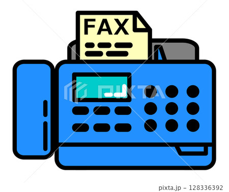 書類の送受信やFAXの送信をするファックスの機器イラスト 128336392