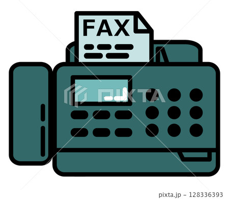 書類の送受信やFAXの送信をするファックスの機器イラスト 128336393