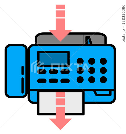 書類の送受信やFAXの送信をするファックスの機器イラスト 128336396