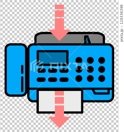 書類の送受信やFAXの送信をするファックスの機器イラスト 128336396
