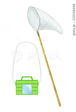 虫取り網と虫かごのイラスト 128336498