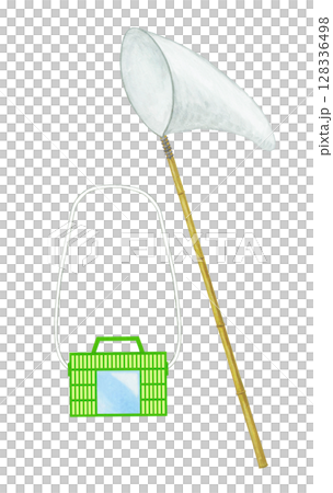 虫取り網と虫かごのイラスト 128336498