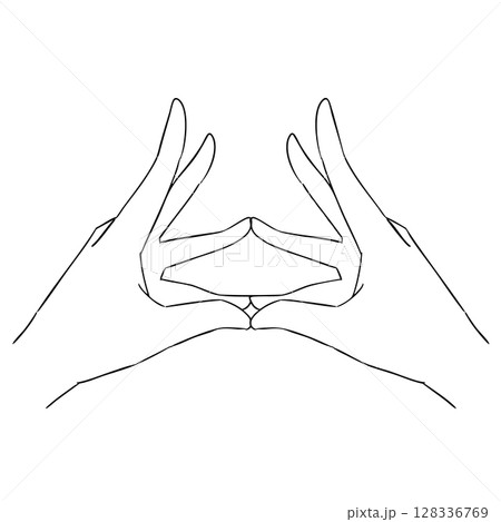 ミーラ・ムドラの白黒イラスト 128336769