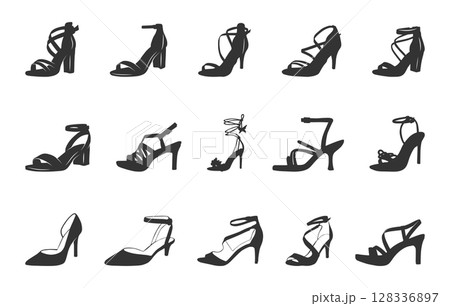 High heels silhouette, Woman shoe silhouettes, Shoes silhouettes, High heels shoes svg, Woman shoe svg, Shoes svg, Shoes clipart, High heels vector 128336897