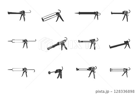Caulk gun silhouette, Sealant caulking gun silhouette, Caulk gun svg, Caulking gun svg, Silicone caulk gun svg, Caulk gun empty svg, Sealant svg, Caulk gun vector set, Silicone caulk gun silhouette 128336898