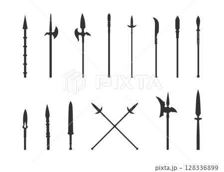 Spear silhouettes, Spear svg, Ancient spear svg, Ancient spear silhouette, Spear vector illustration 128336899