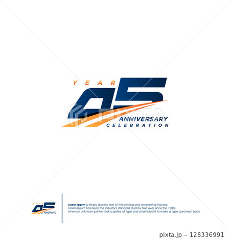 45 Years Anniversary logotype design flat style design template 128336991