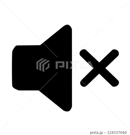 音のボリューム消音ミュートシンプルモノクロアイコン 128337080