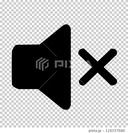 音のボリューム消音ミュートシンプルモノクロアイコン 128337080
