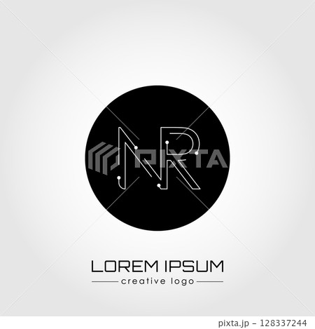 The creative logo is the letter N and R. A design element of a logo, business card, corporate sign or monogram. The idea of a thematic design 128337244