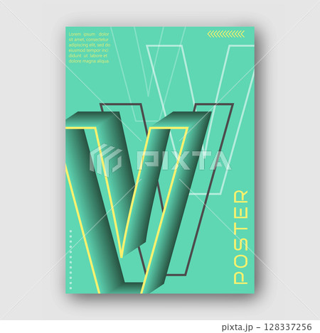 Stylized lowercase letter V. Template for poster, poster, cover, interior design. The idea of creative design 128337256