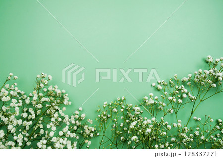 Space for copy background and flower decoration on green background Space for copy background and flower decoration on green background 128337271