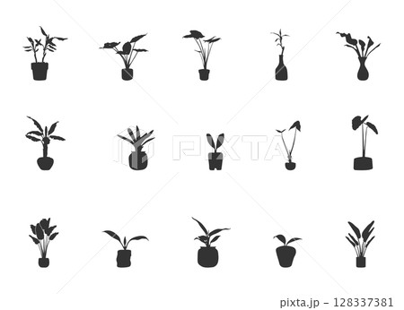 Potted plant silhouette, Potted tree silhouette, Indoor plant silhouette, Potted tree SVG, Potted plan vector illustration Potted plant silhouette, Potted tree silhouette, Indoor plant silhouette, Potted tree SVG, Potted plan vector illustration 128337381