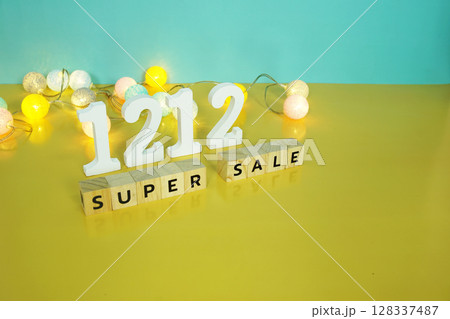 12.12 Super Sale Promotion and Marketing with cotton balls decoration 128337487