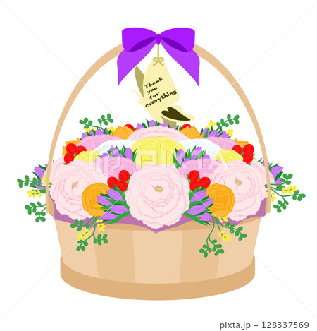 贈り物_フラワーバスケットのイラスト 128337569
