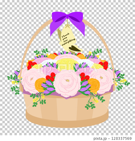 Gift_flower basket illustration 128337569