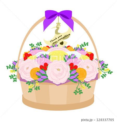 贈り物_フラワーバスケットのイラスト 128337705