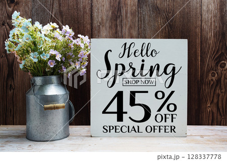 Spring Sale 45% Promotion Offer Discount Retail Shopping Concept 128337778