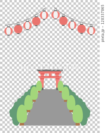 Lantern shrine torii frame illustration 128337865