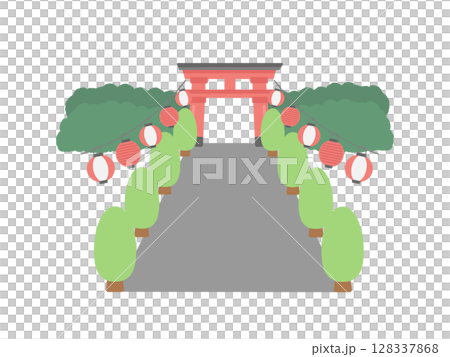 Lantern shrine torii frame illustration 128337868