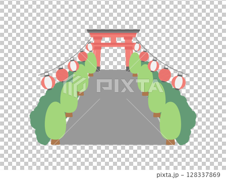 Lantern shrine torii frame illustration 128337869