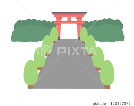 神社　鳥居　フレーム  イラスト 128337872