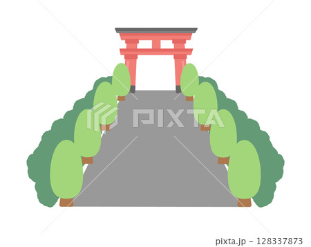 神社　鳥居　フレーム  イラスト 128337873